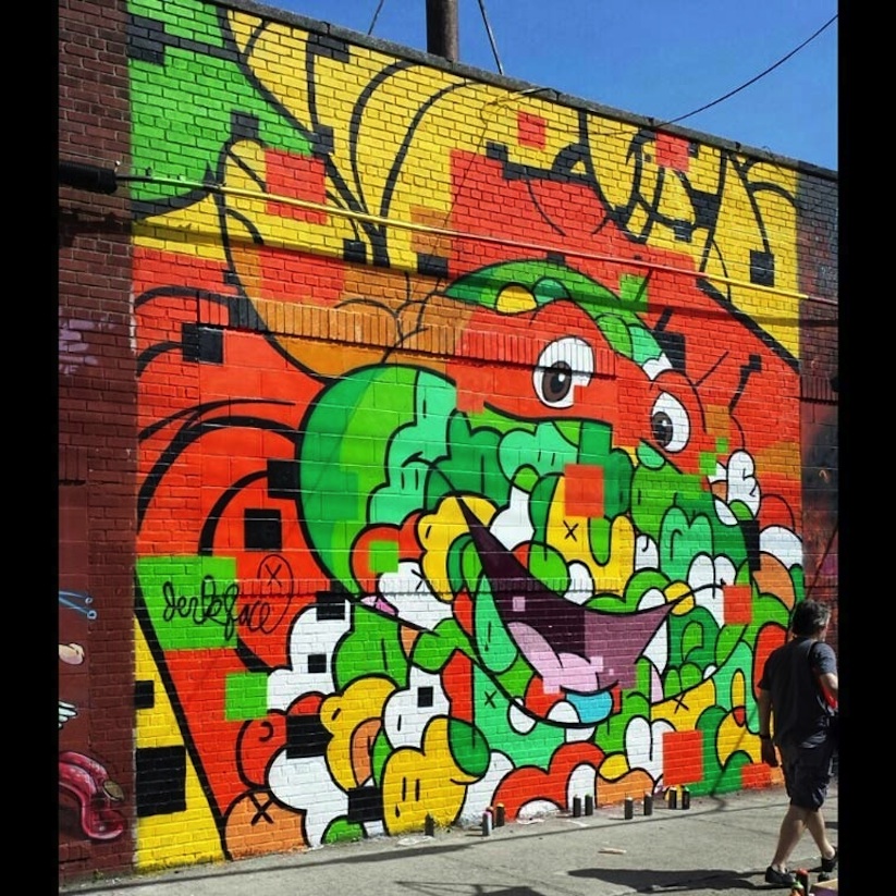Colorful Streetart Inspired by Famous Cartoon Characters by NYC-based